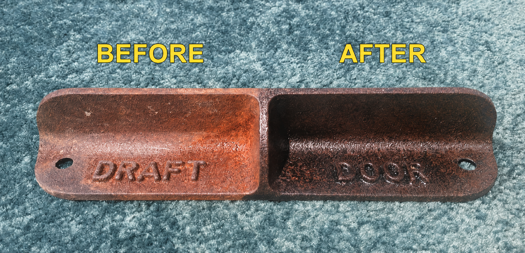 Illustrative before and after rust treatment comparison