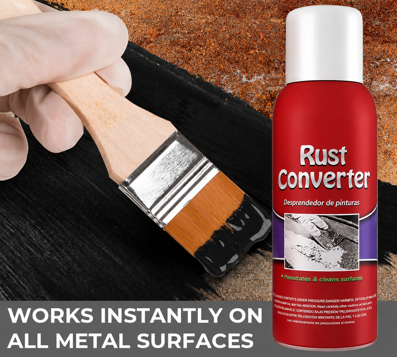 Applying rust converter to corroded metal